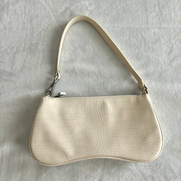 JW PEI Eva Shoulder Bag Ivory White Croc Print Small Purse Handbag Vegan - Picture 2 of 14